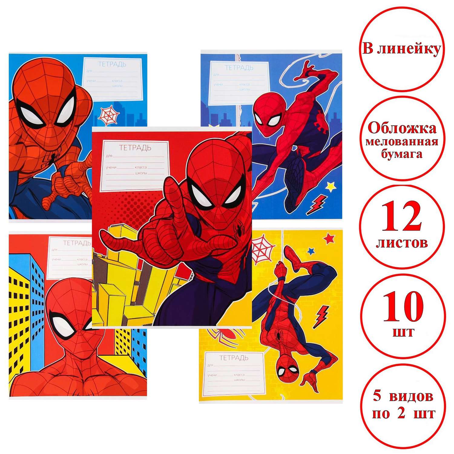 Комплект тетрадей MARVEL в линейку «Человек-паук» 10 шт - фото 2