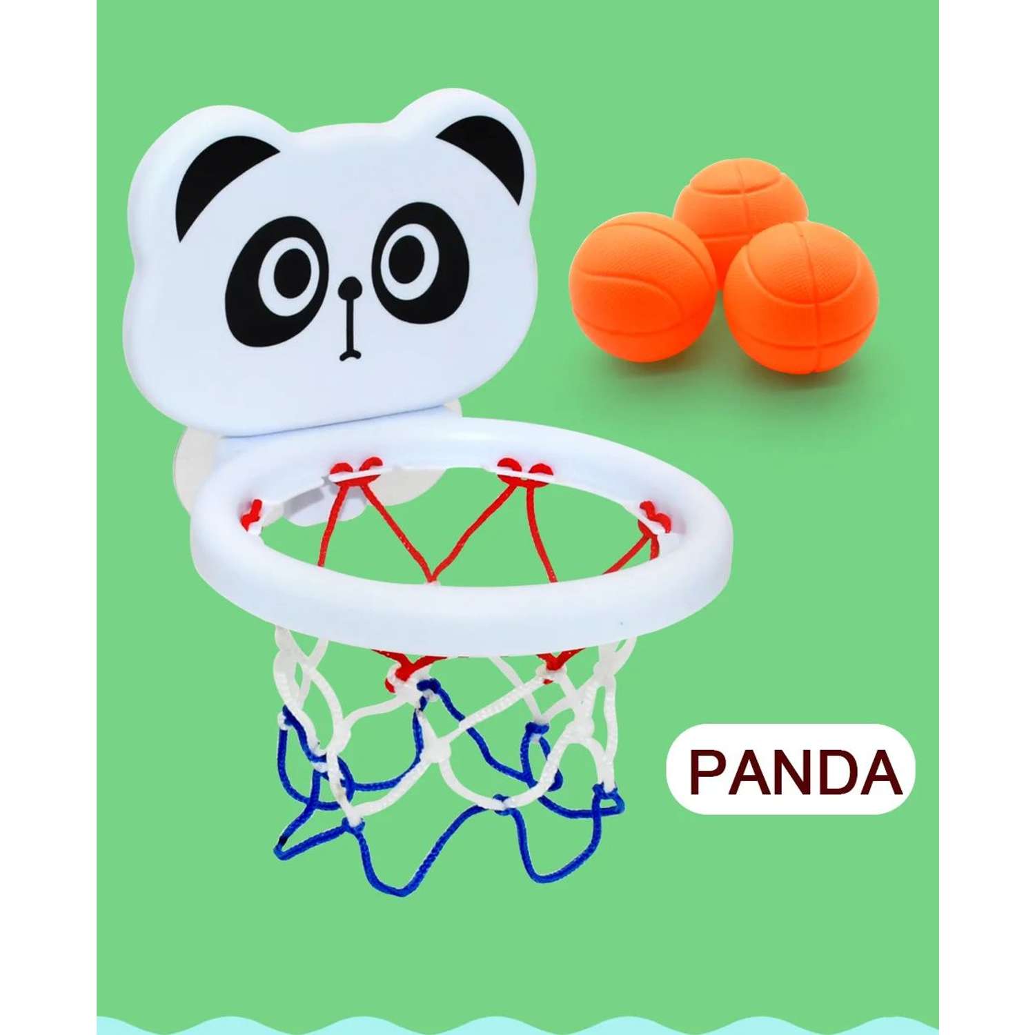 Игрушка для купания в ванной MagicStyle панда баскетбольное кольцо на присосках баскетбол 3 мяча - фото 3