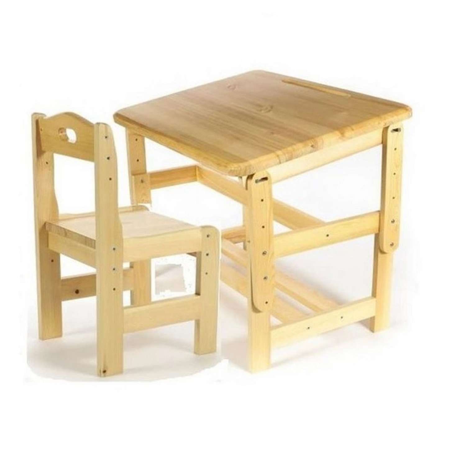 Набор Мебель для дошколят стол-парта со стулом регулируемый деревянный для детей от 1 до 4 лет - фото 1