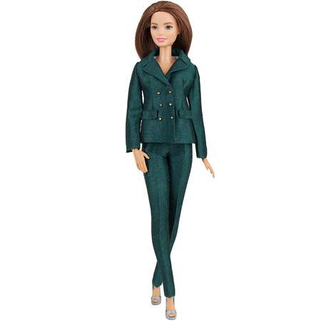 Шелковый брючный костюм Эленприв Изумрудный для куклы 29 см типа Барби