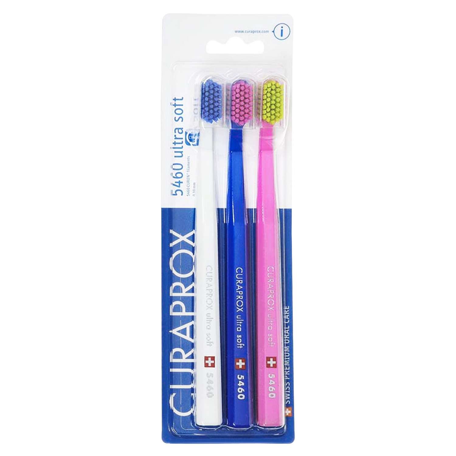 Набор зубных щеток Curaprox ultrasoft 3 шт белый-синий-розовый - фото 1