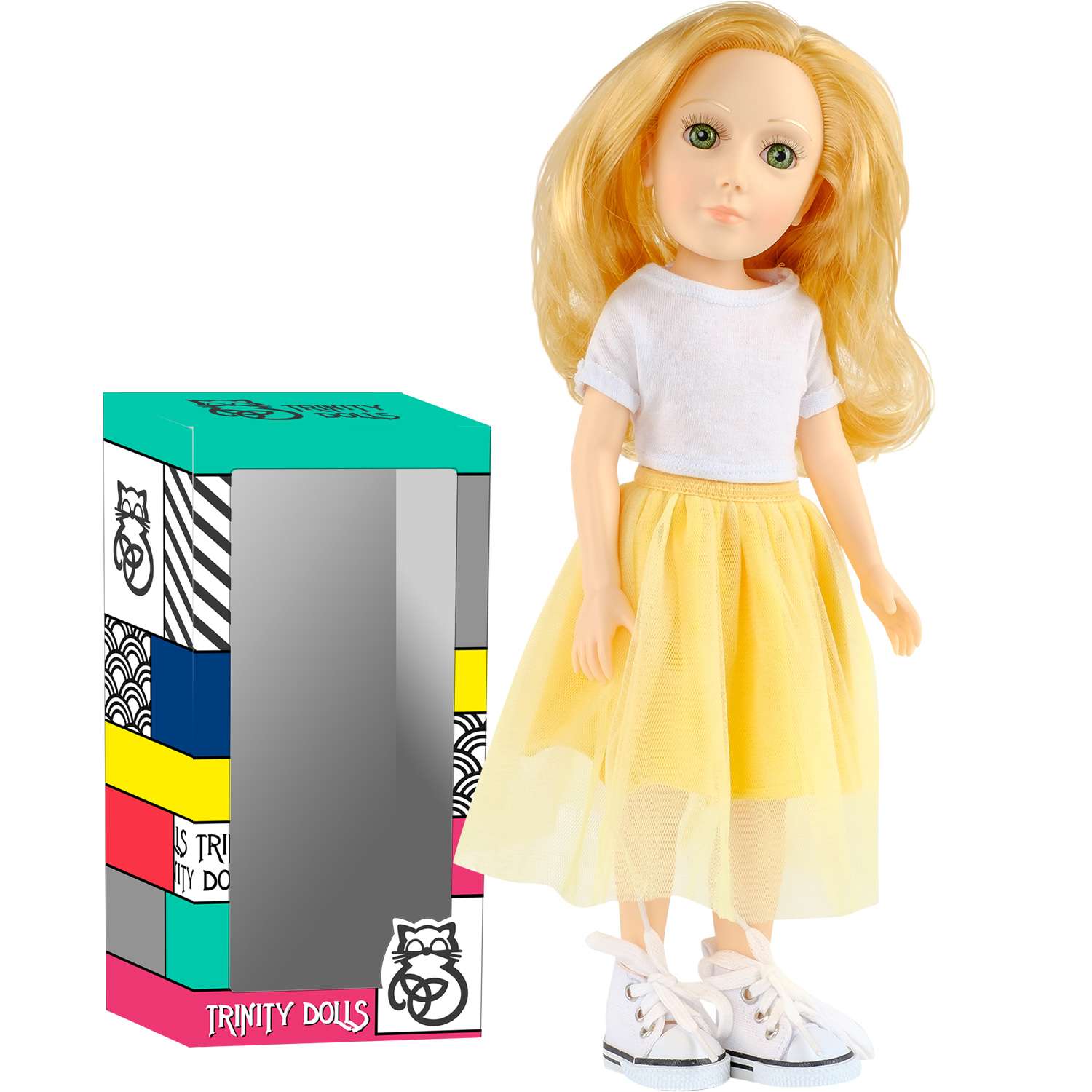 Кукла современная виниловая TRINITY Мира желтая юбка и белая футболка TD850 - фото 1