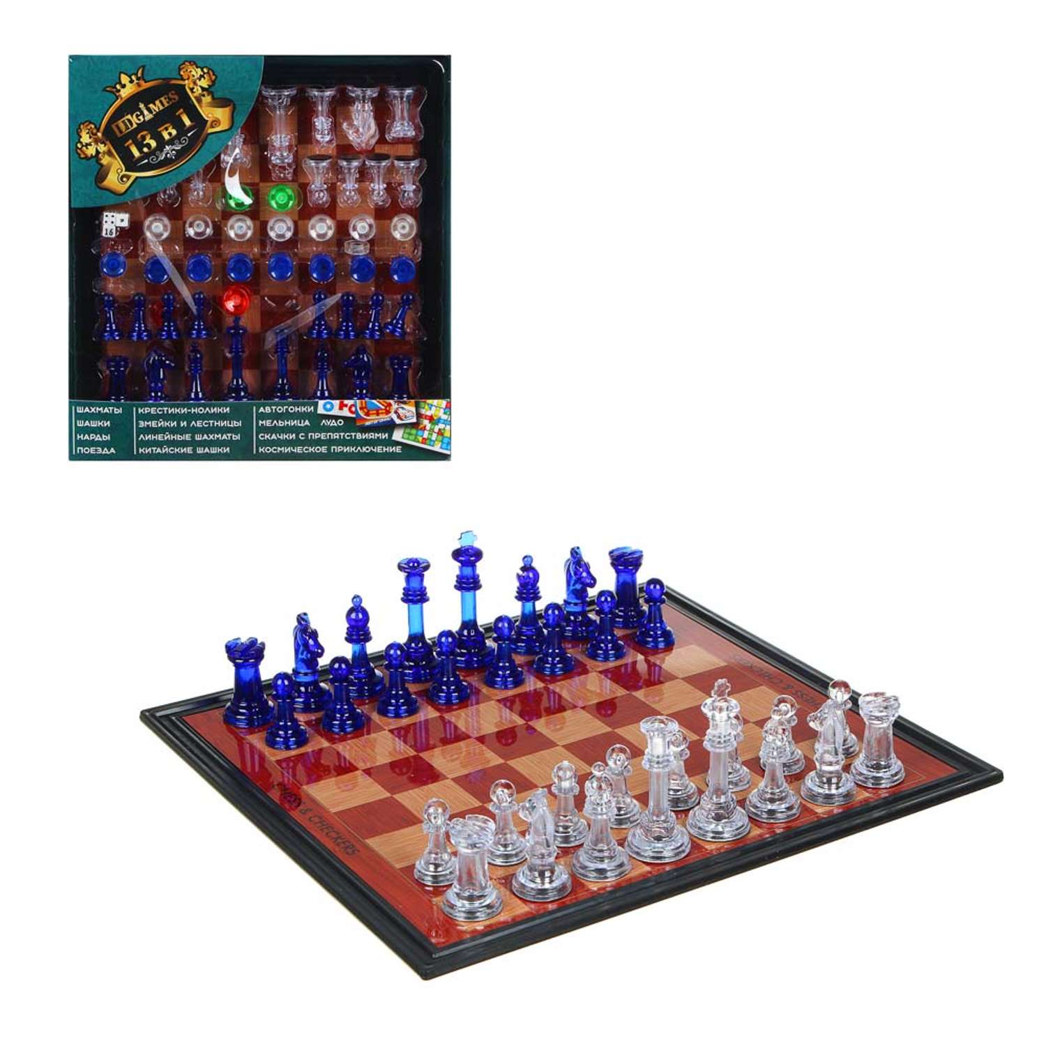 Игра настольная LDGames 13 в 1 шашки шахматы нарды - фото 2
