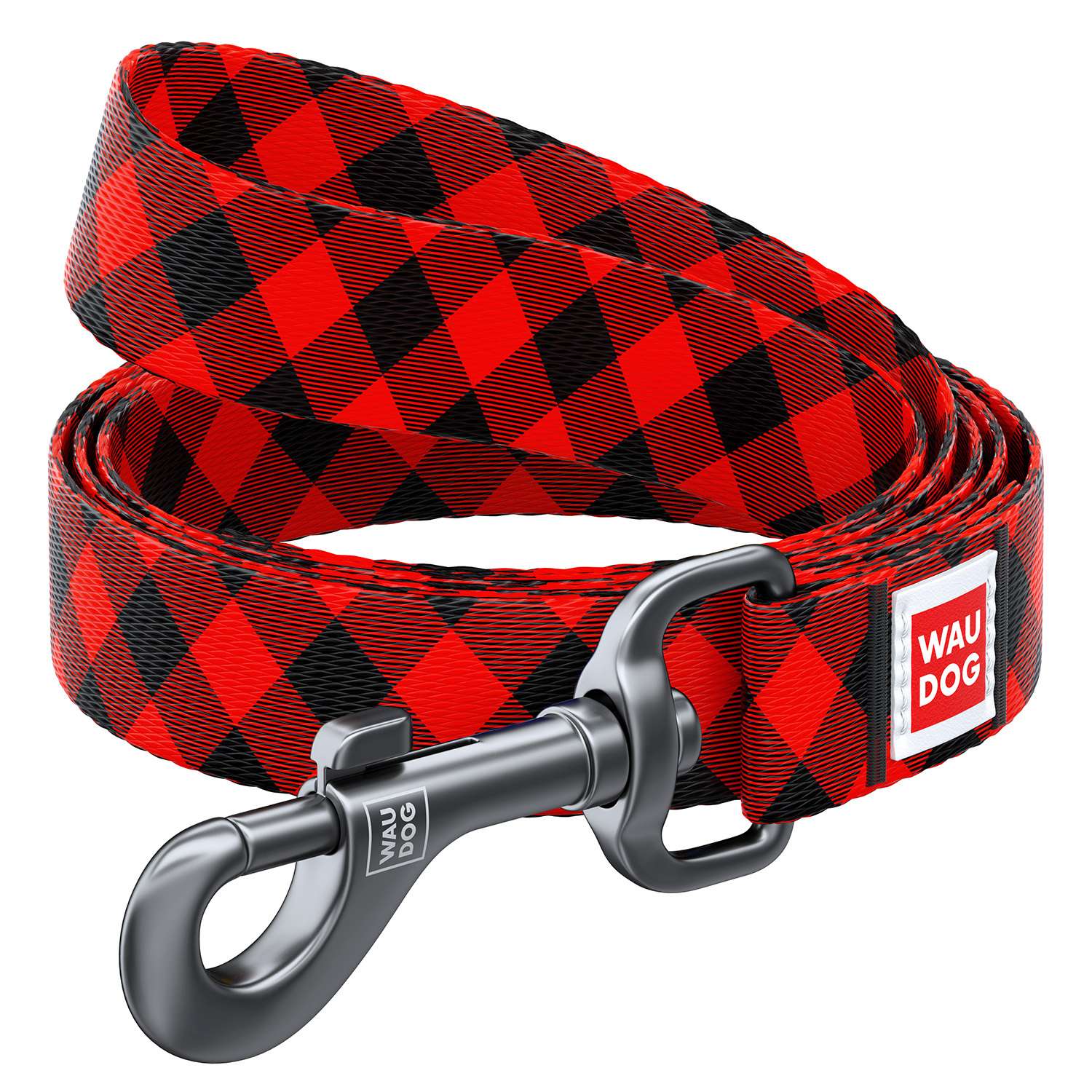 Поводок для собак Waudog Nylon Шотландка средний Красный 4853 - фото 1