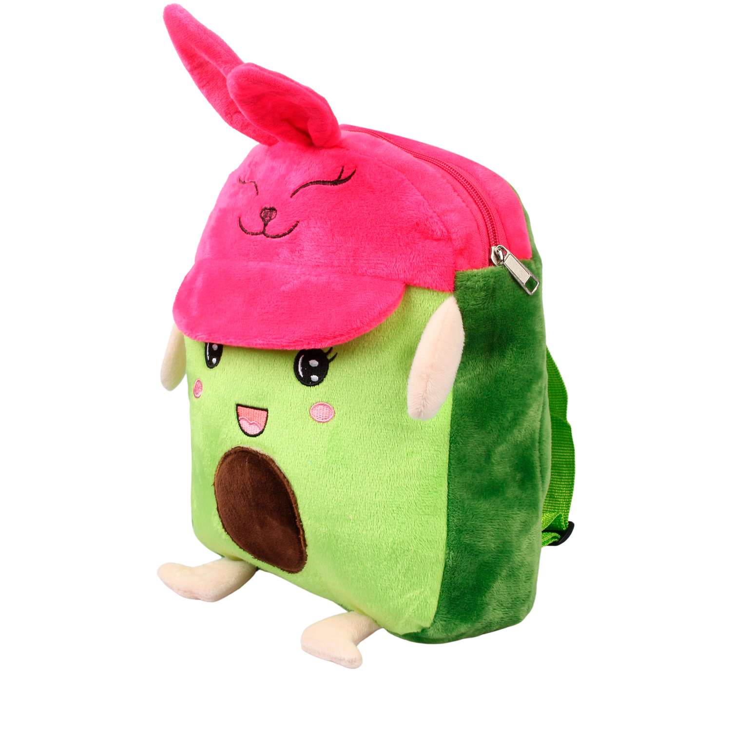 Рюкзак-игрушка Little Mania салатовый Авокадо с кепочкой фуксия - фото 2