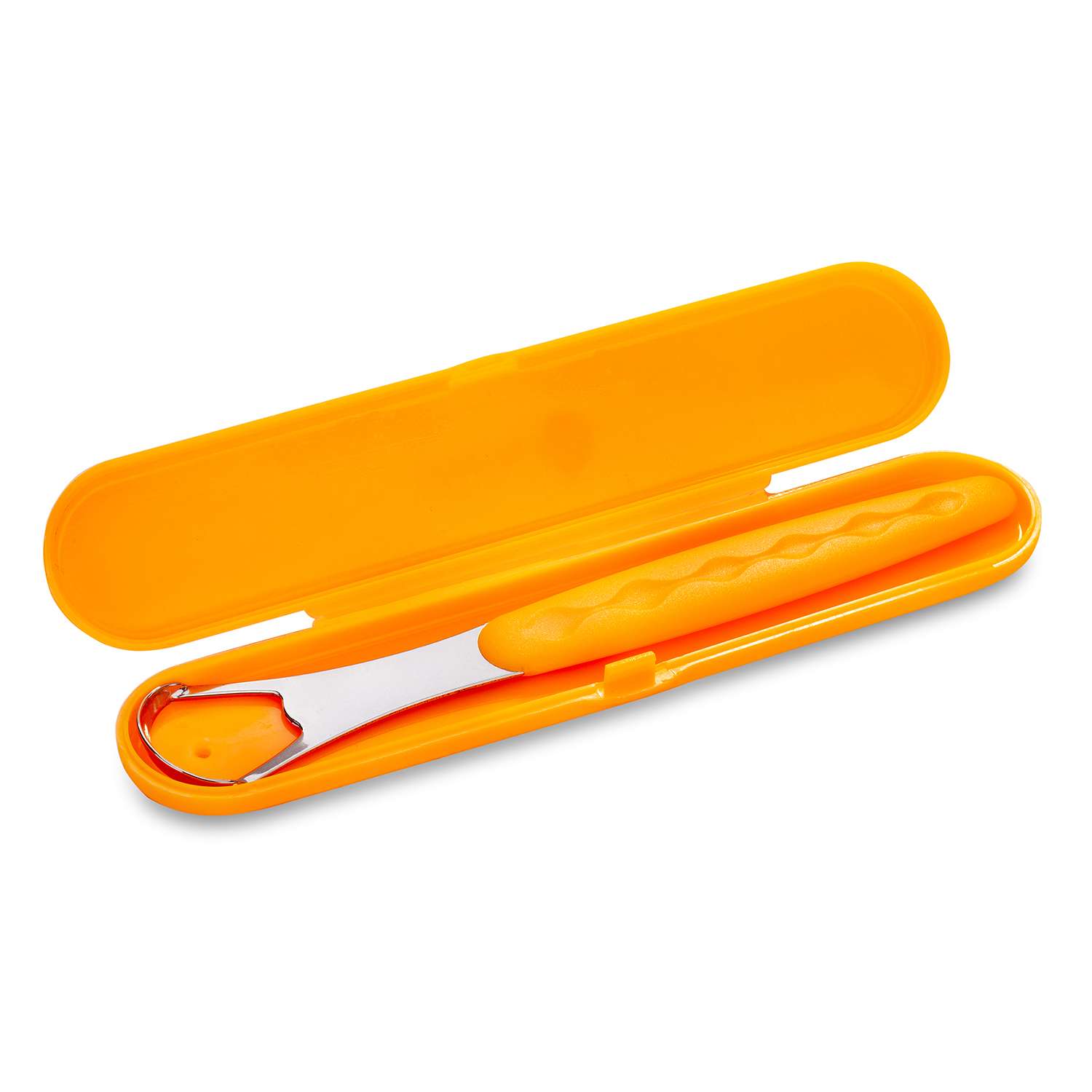 Скребок для языка Dentalpik металлический с чехлом оранжевый - фото 3
