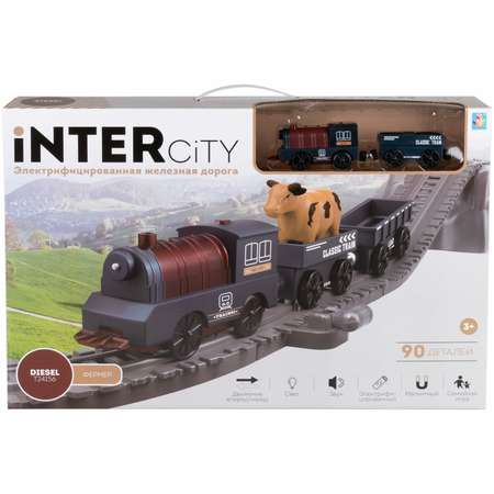 Игровой набор 1TOY InterCity Diesel Железная дорога Фермер 90 деталей