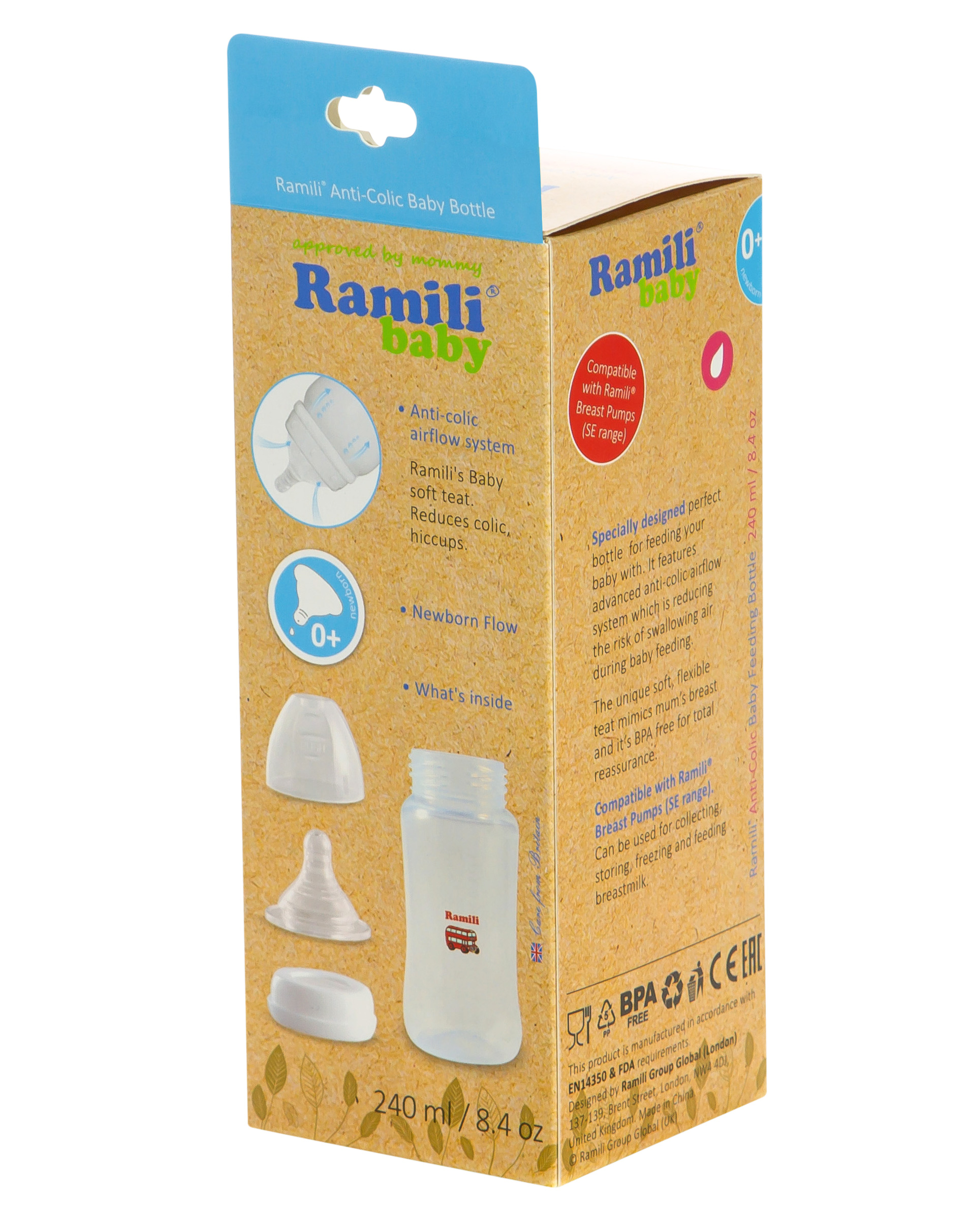 Набор Ramili Противоколиковая бутылочка для кормления Ramili Baby 240ML - фото 3