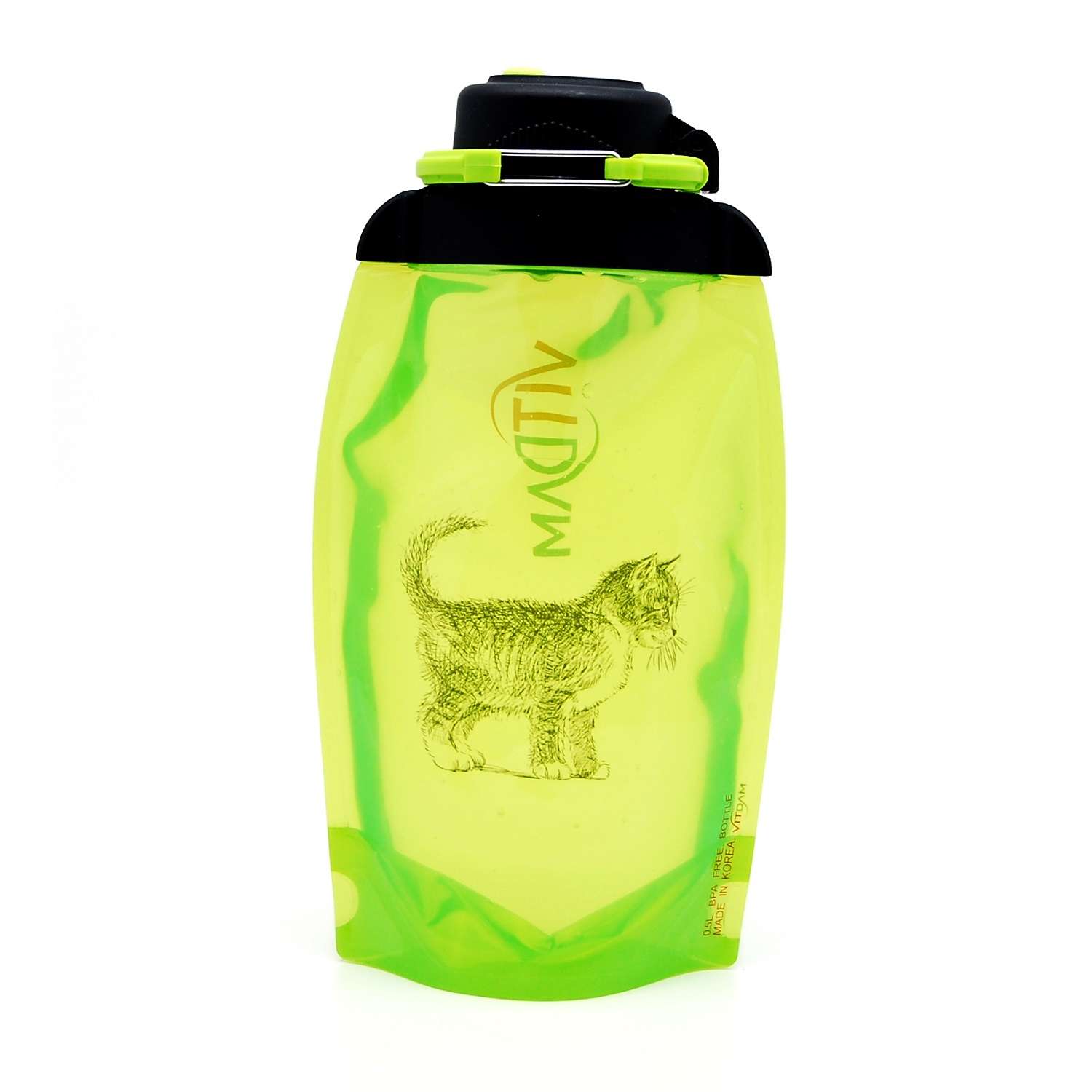 Бутылка для воды складная VITDAM светло зеленая 500мл B050YGS 611 - фото 1