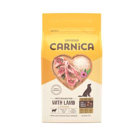 Корм для собак Carnica 3кг ягнёнок-рис для средних и крупных пород сухой