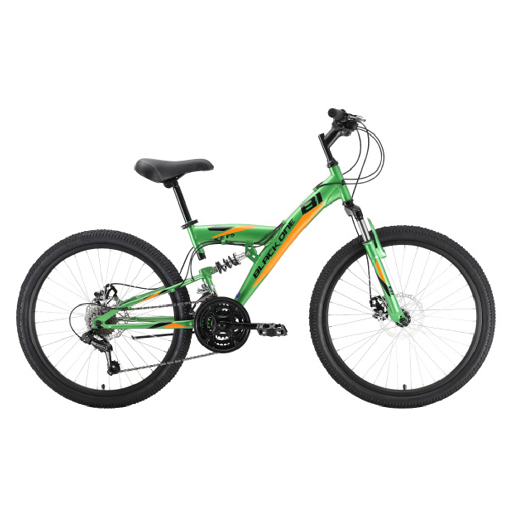 Велосипед Black one Ice FS 24 D зеленый/оранжевый/черный 14.5 - фото 1