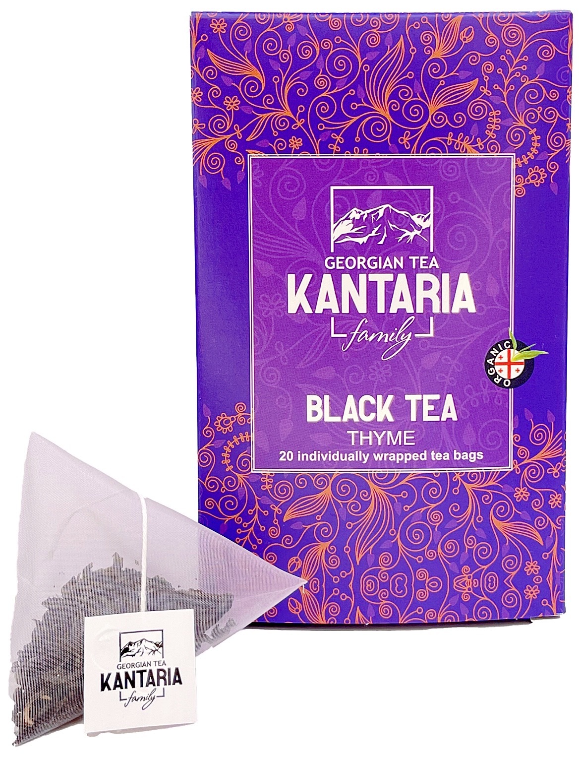 Грузинский черный чай KANTARIA с чабрецом в пирамидках 20 шт - фото 1