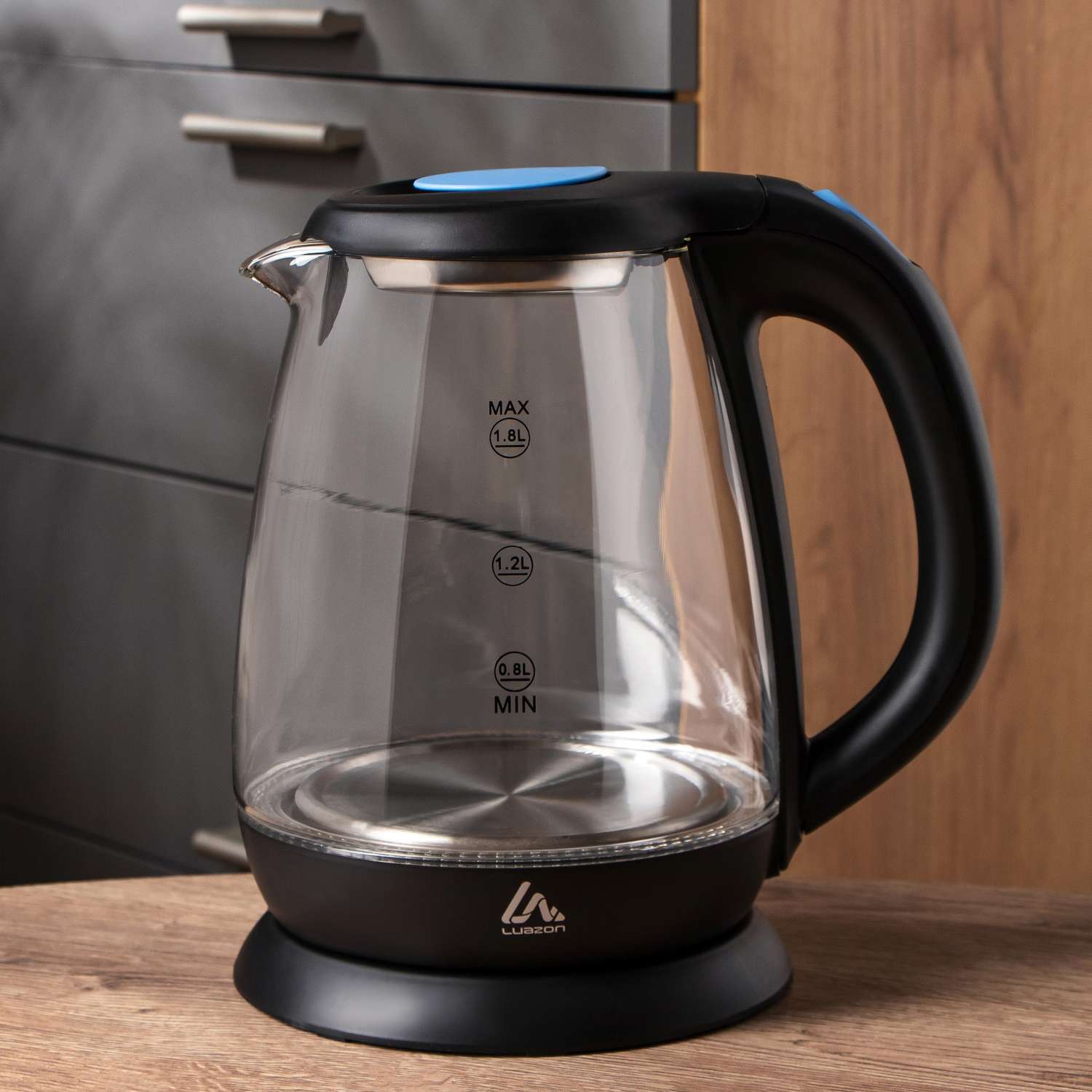 Чайник Luazon Home электрический LSK-1810 стекло 1.8 л 1500 Вт подсветка черный - фото 1