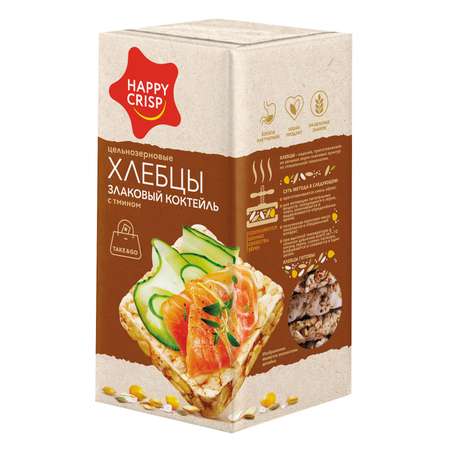 Хлебцы Happy Crisp Злаковый Коктейль с тмином 15 шт по 60 г