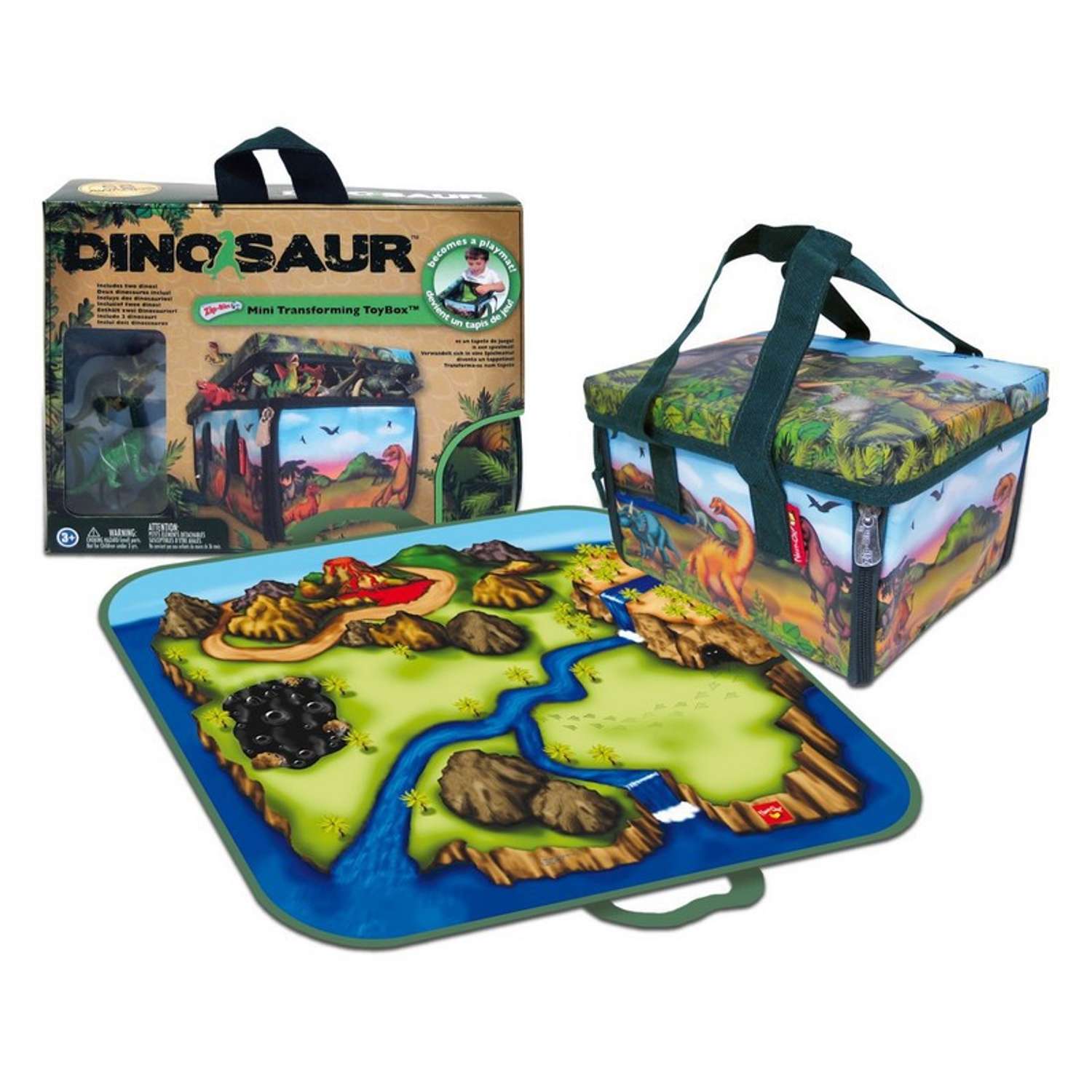 Набор Dinosaur Мини ЗипБин Динозавр коробка-коврик+2 игрушки - фото 1
