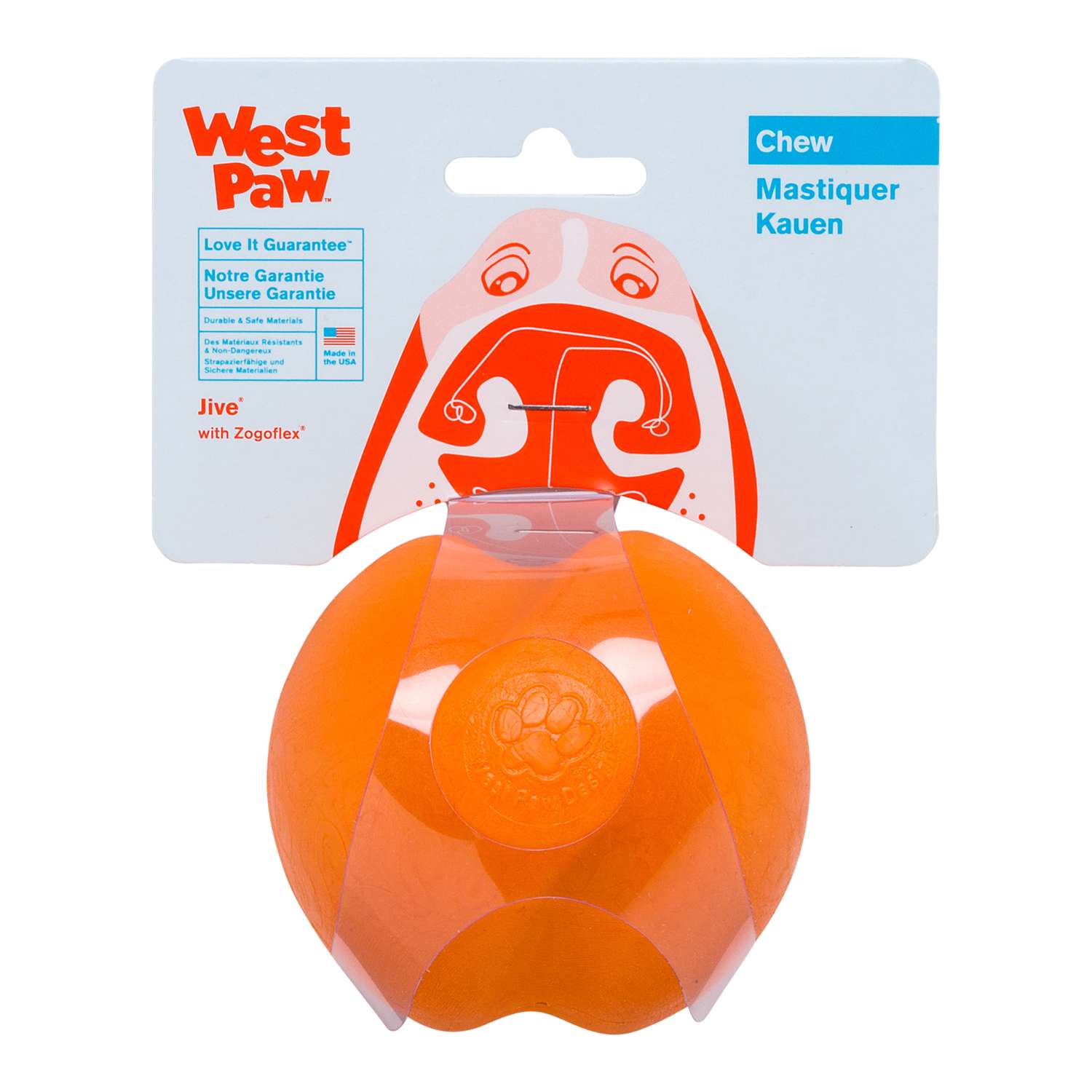 Игрушка для собак West Paw Zogoflex Jive Мячик L Оранжевый - фото 2