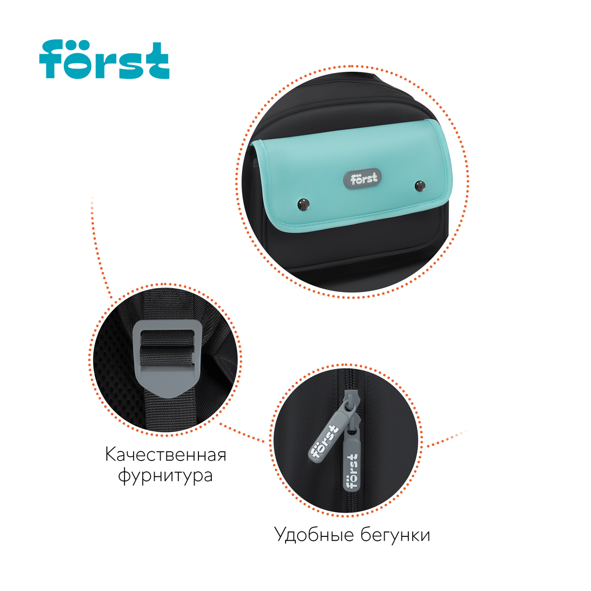 Рюкзак Forst F-Color Mint 39,5*28,5*14см 1 отделение 4 кармана уплотненная спинка - фото 9