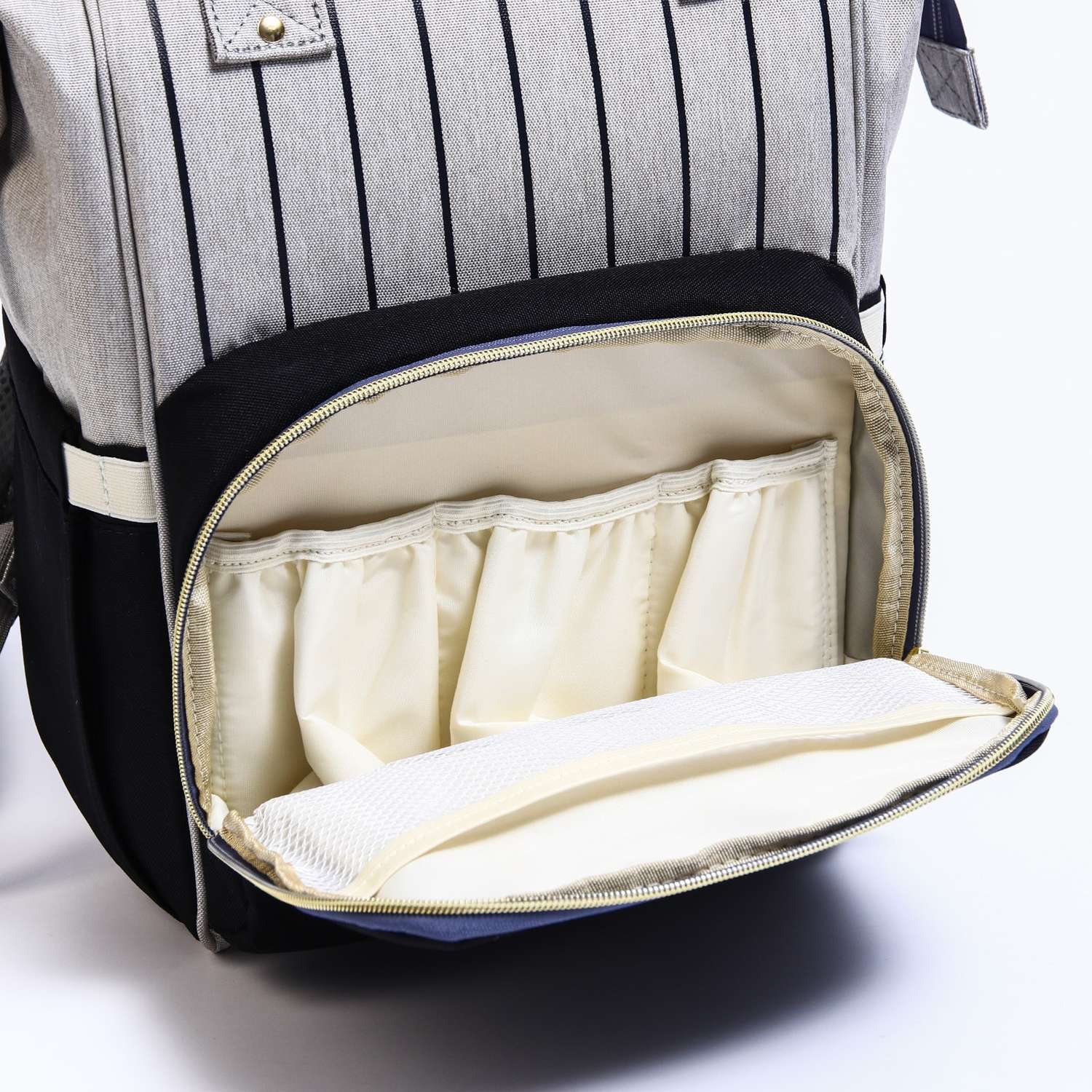 Сумка-рюкзак Sima-Land для хранения вещей малыша цвет серый/черный - фото 7