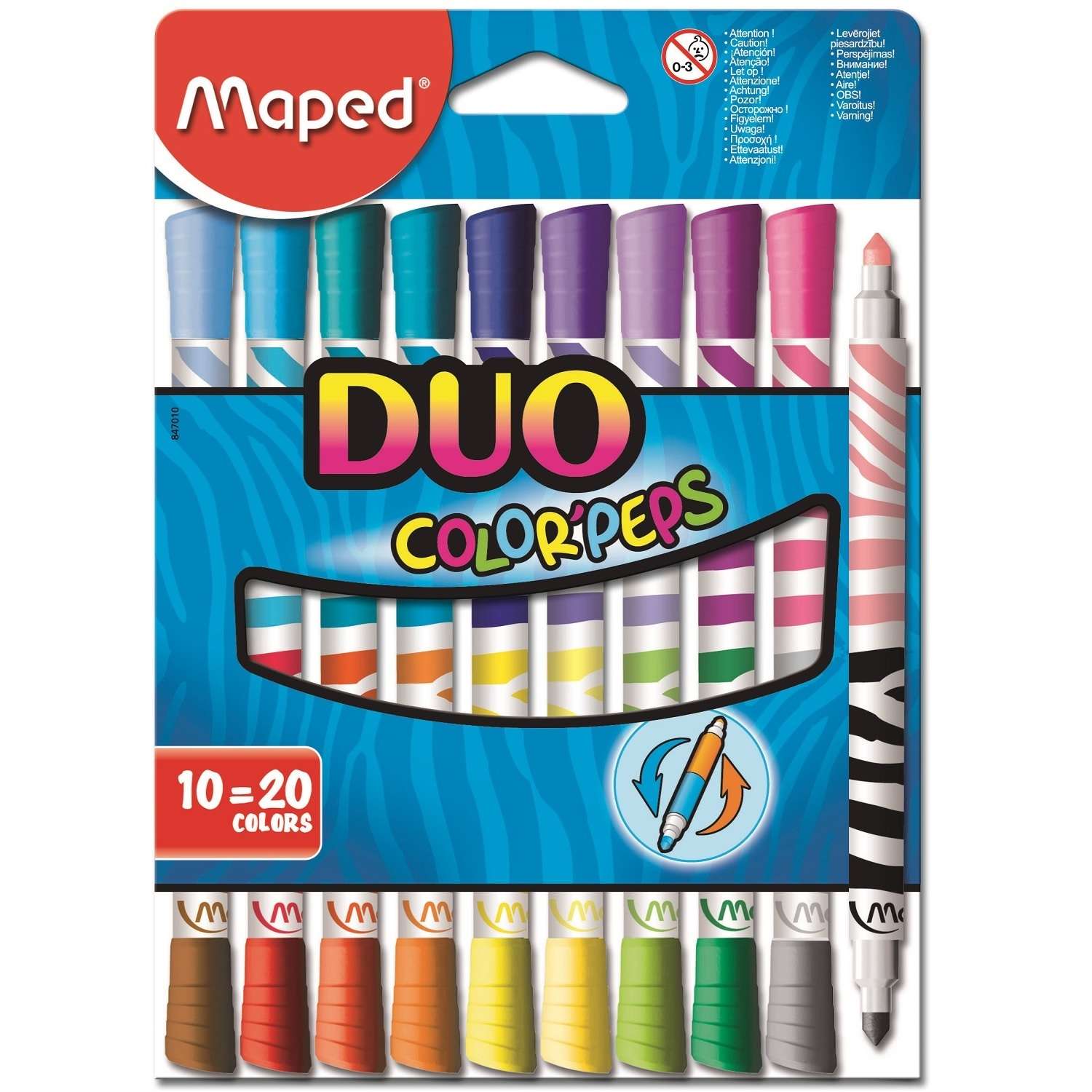 Фломастеры MAPED Color peps двусторонние суперсмываемые 20 цветов - фото 2