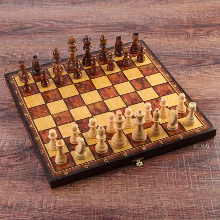 Настольная игра Sima-Land 3 в 1 «Классическая» шахматы шашки нарды доска дерево 40х40 см