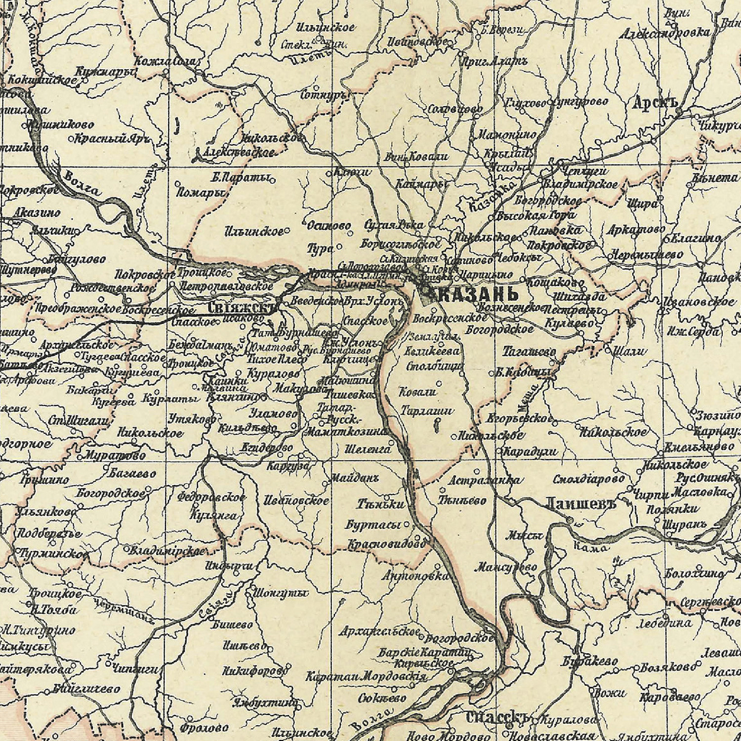 Карта ретро РУЗ Ко Казанская губерния. Состояние на 1895г. В картонном тубусе с подвесом. - фото 4