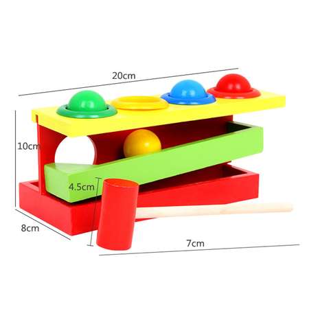 Стучалка Лесная мастерская на прямоугольном основании с 4 шариками спуском и молоточком