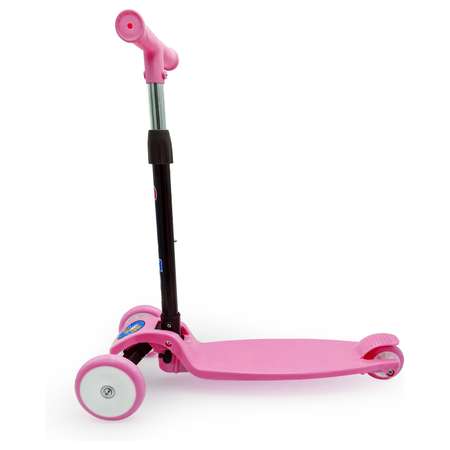 Самокат Funky Toys 3-х колесный складной с регулируемой ручкой и светом 72см S+S розовый