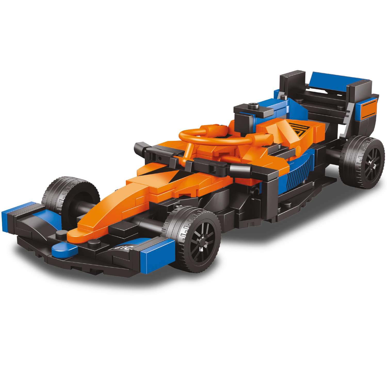 Конструктор Mioshi Автоспорт: Оранжево-синий гоночный болид 278 деталей 20 см - фото 1