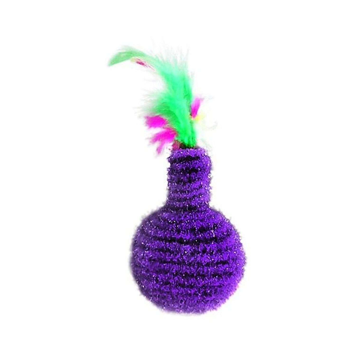 Игрушка для кошек Uniglodis Фиолетовый шар с перьями - фото 1