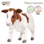 Реалистичная мягкая игрушка HANSA Корова телёнок коричнево-белая 52 см