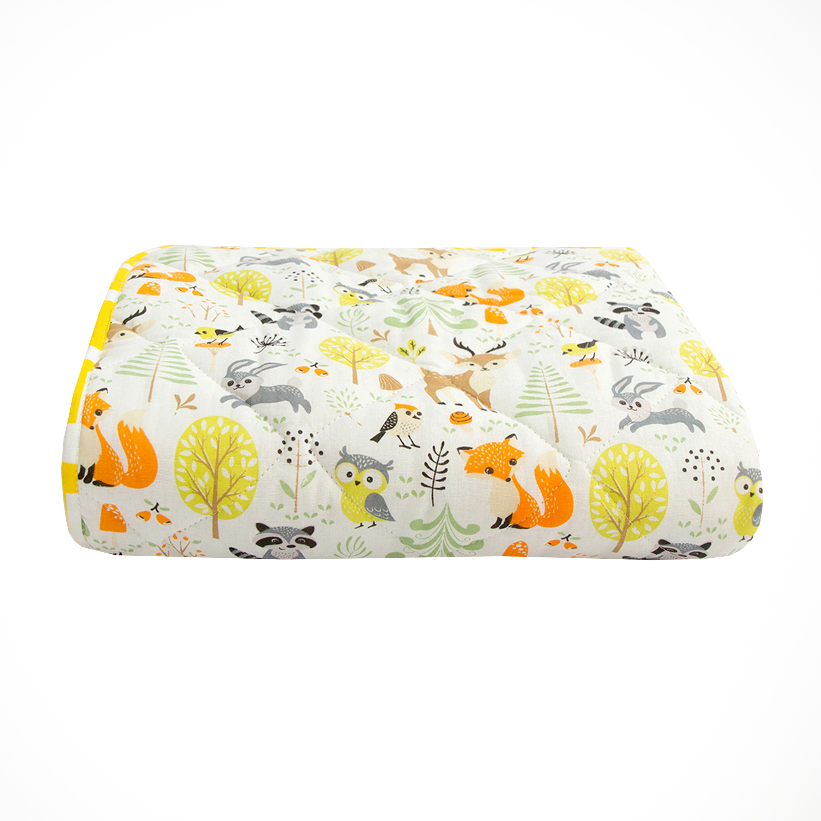 Коврик детский стёганный AmaroBaby Soft Mat 115х115 см Зверята жёлтый - фото 1