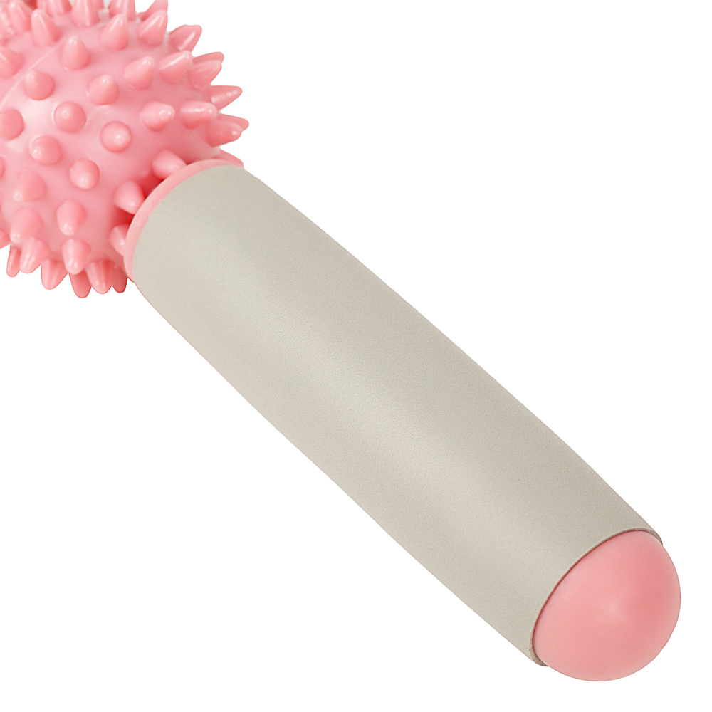 Массажер ручной механический STRONG BODY МФР 5 массажных мячей на палке розовый - фото 6