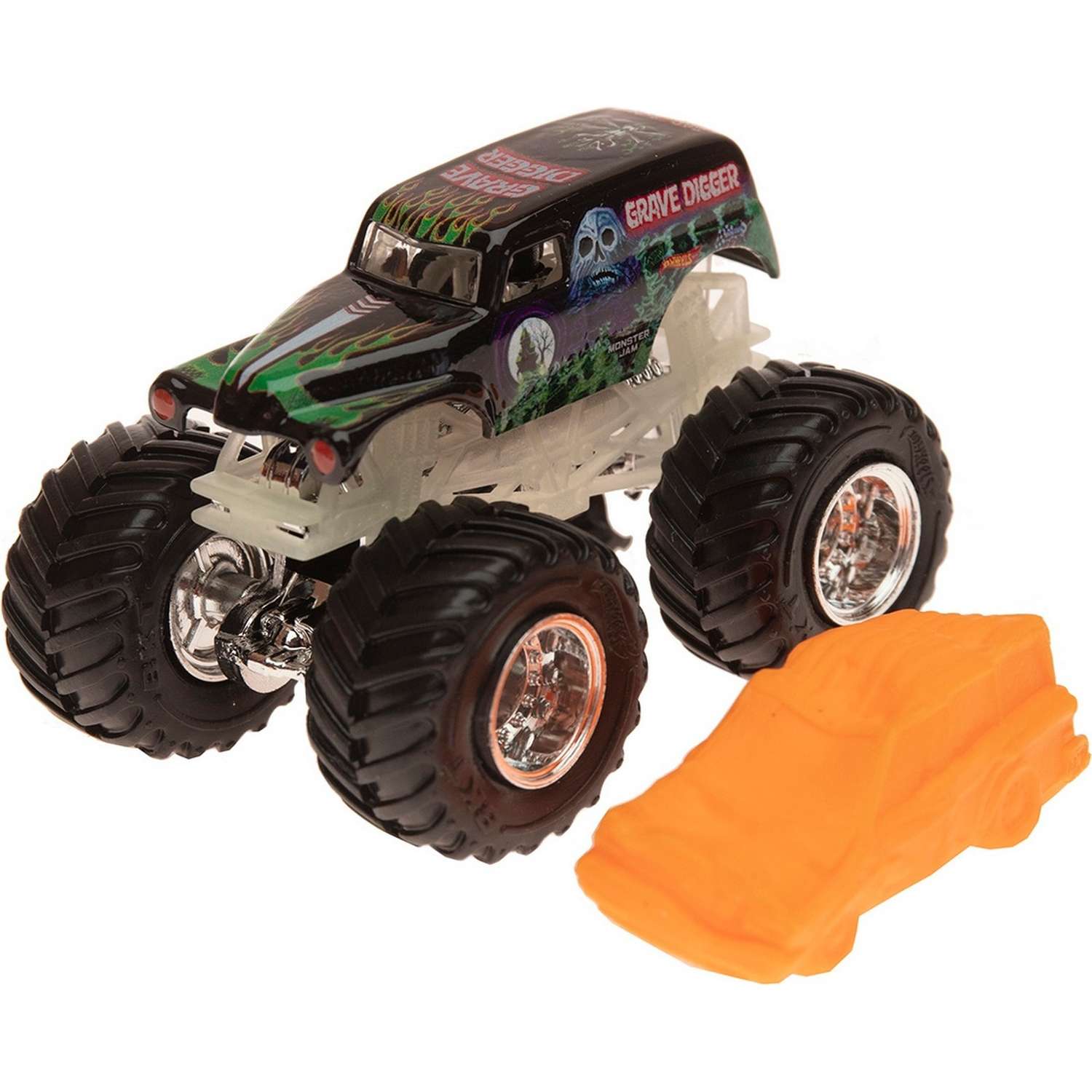 Машина Hot Wheels Monster Jam 1:64 Nite Glo Cage Грейв Диггер FLW84 21572 - фото 1