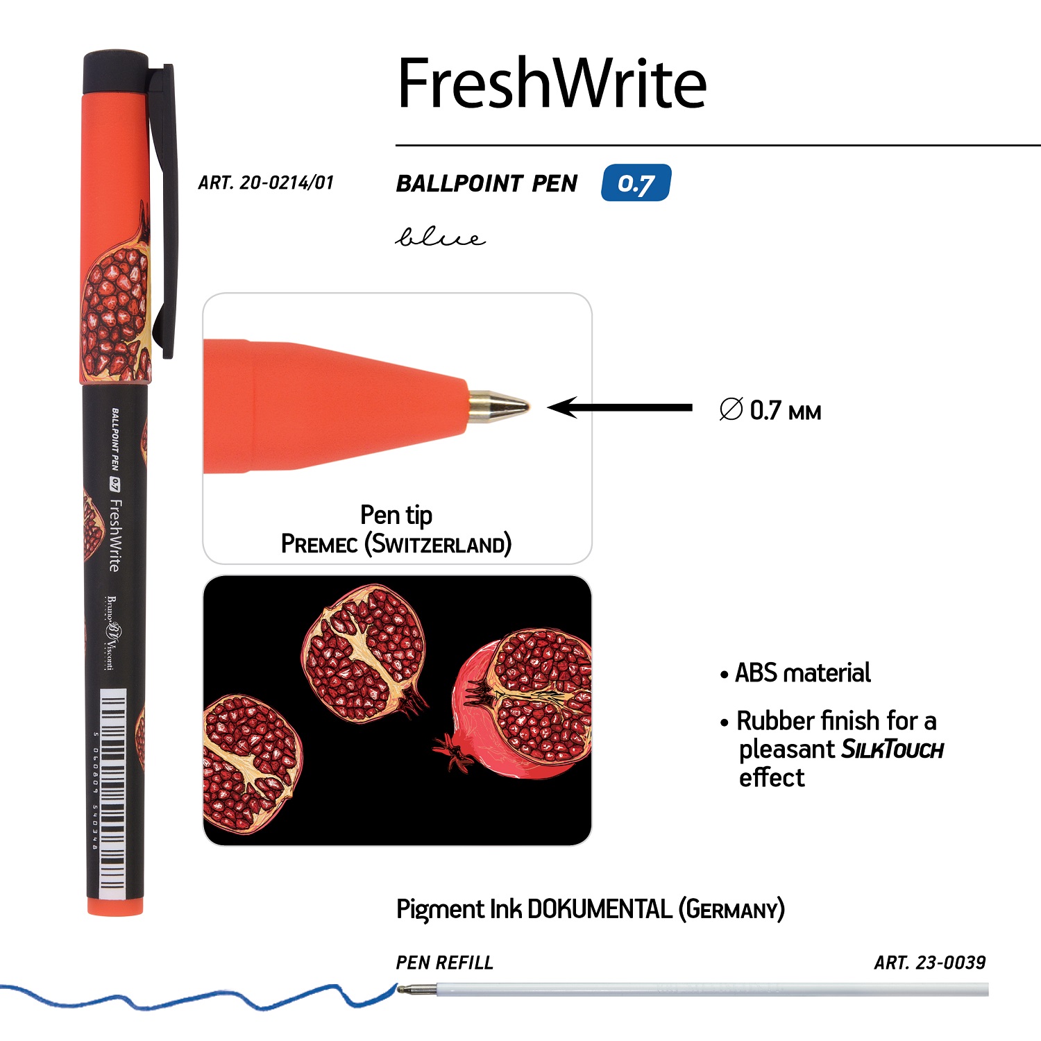 Набор из 4-х шариковых ручек Bruno Visconti FreshWrite Fresh fruity синие - фото 5