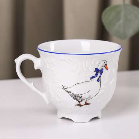 Чашка Доляна чайная «Рококо. Гуси» 250 мл фарфор