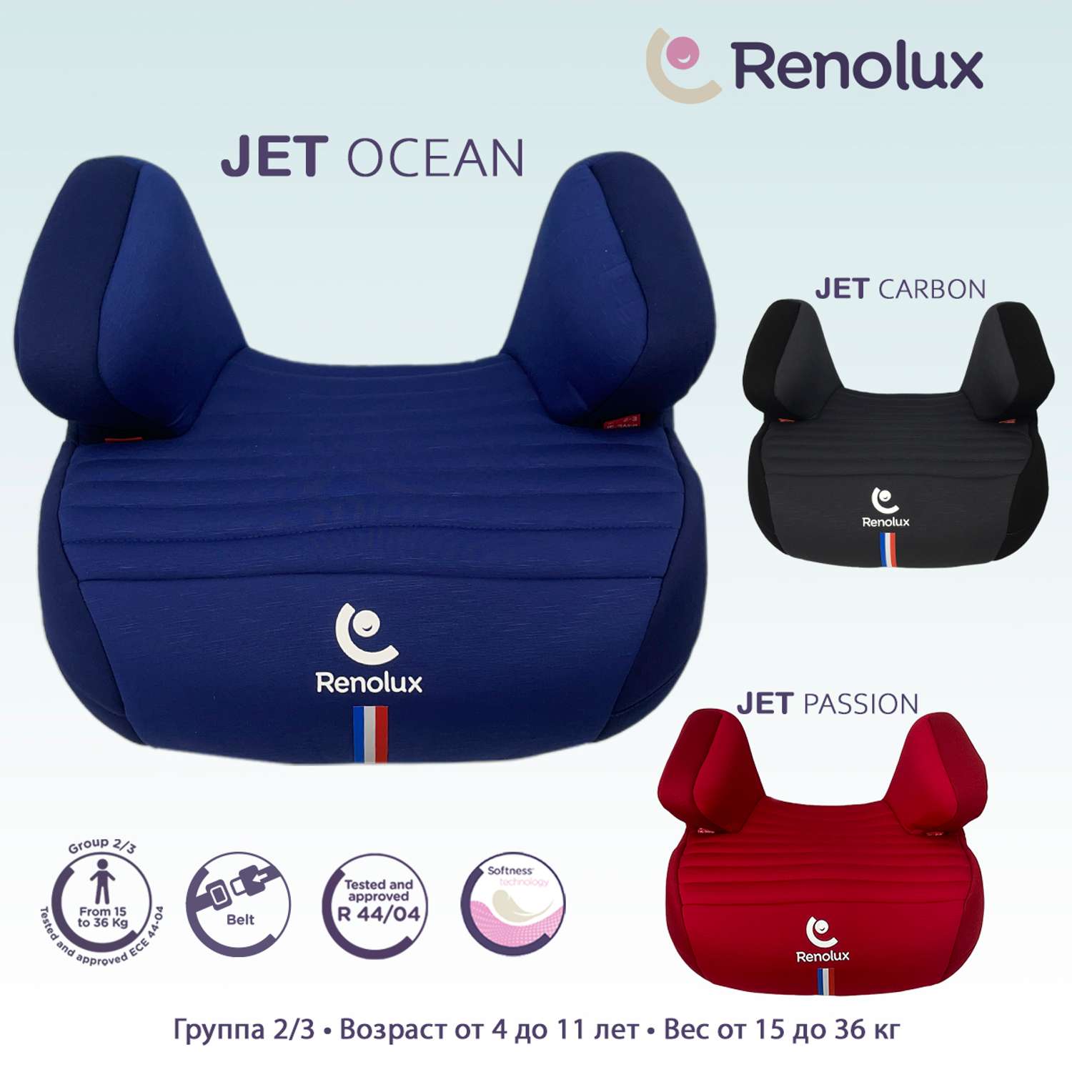 Автокресло-бустер Renolux Jet ocean 2/3 Синий - фото 8