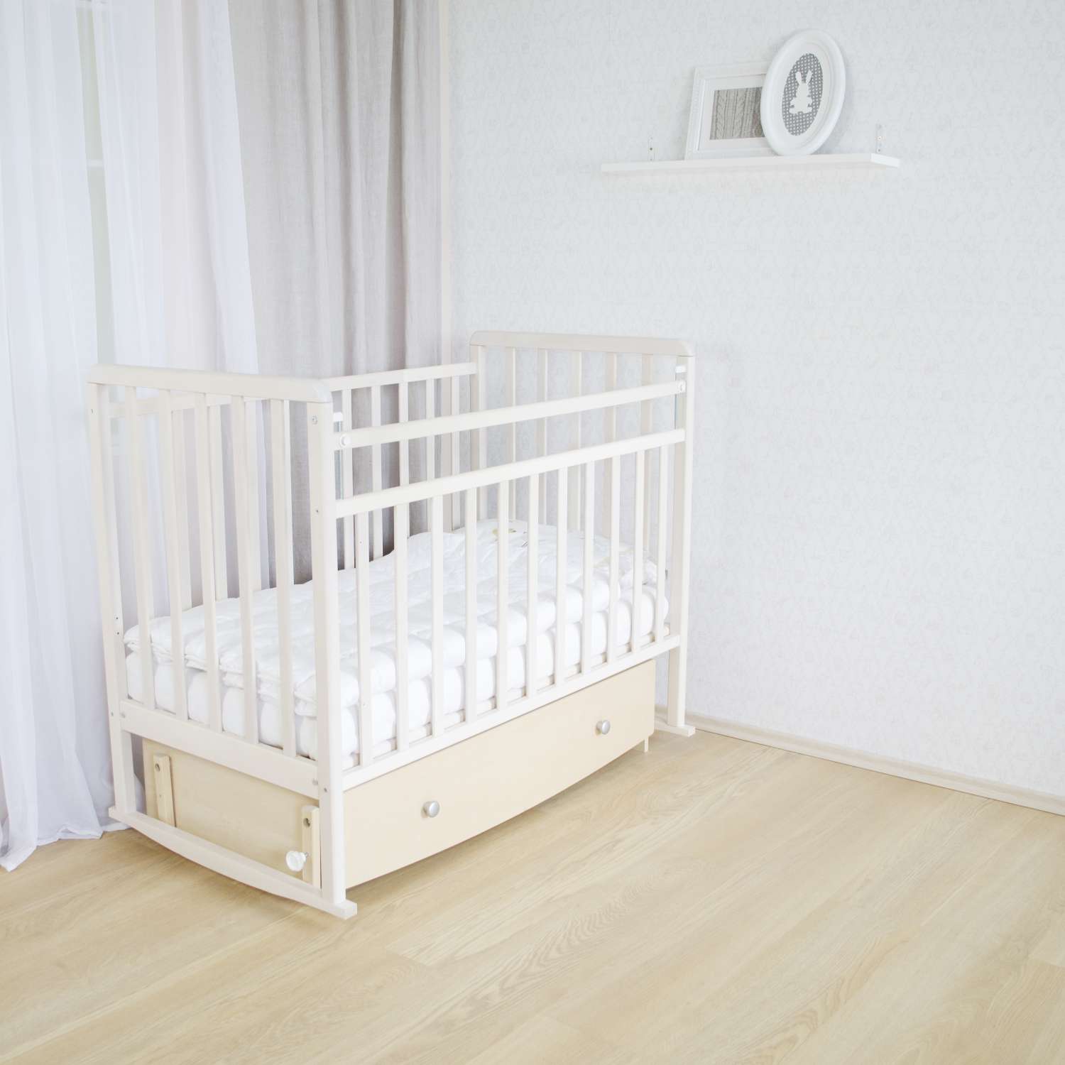 Детская кроватка Babyton прямоугольная, поперечный маятник (береза) - фото 6