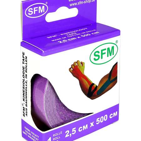 Кинезиотейп SFM Hospital Products Plaster на хлопковой основе 2.5х500 см фиолетового цвета в диспенсере