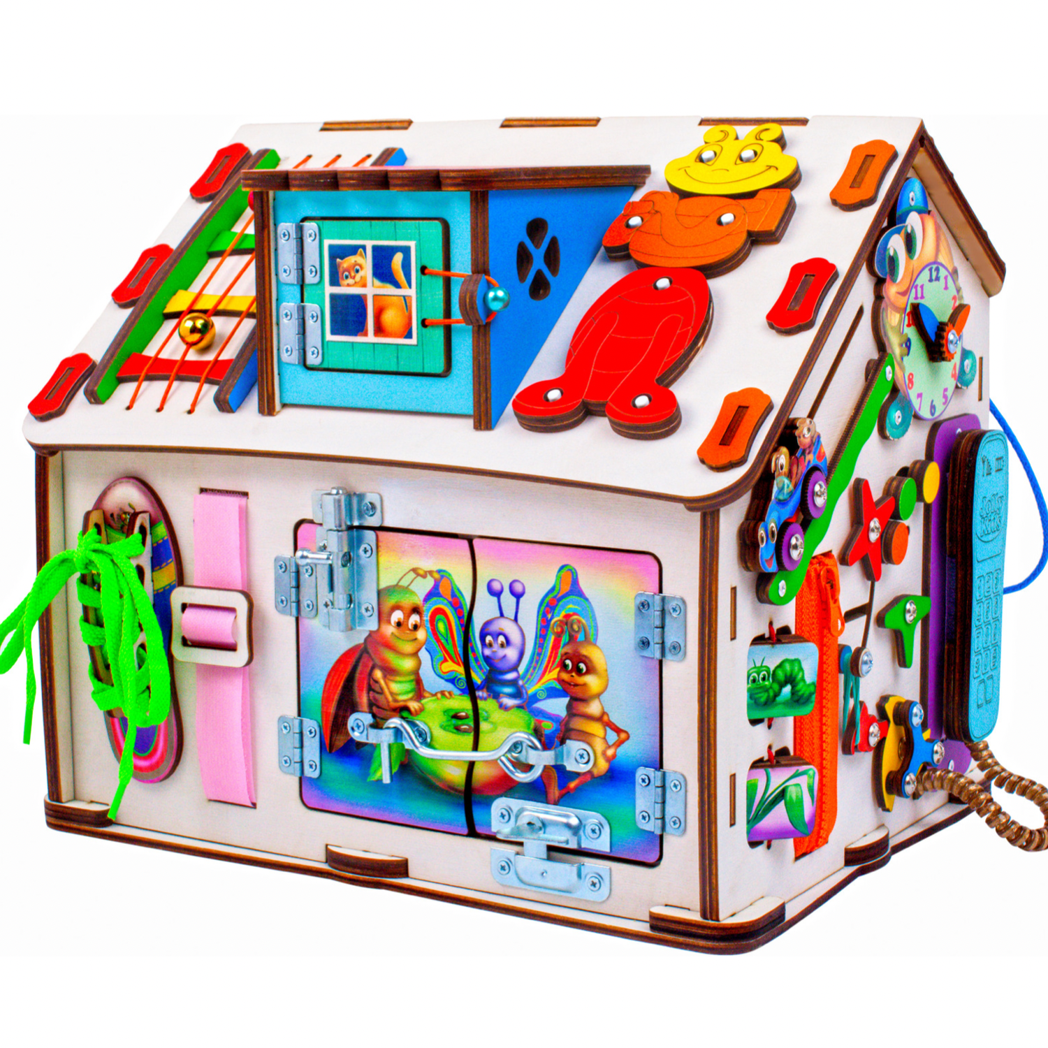 Бизиборд Jolly Kids развивающий домик со светом Букашки - фото 3