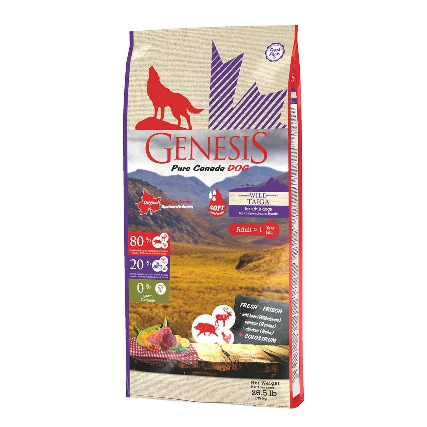 Корм для собак Genesis Pure Canada Wild Taiga Soft с мясом дикого кабана северного оленя и курицы 11.79кг - фото 1