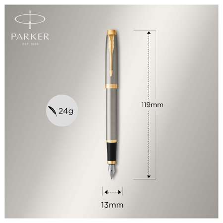 Ручка перьевая PARKER IM Brushed Metal GT синяя подарочная упаковка