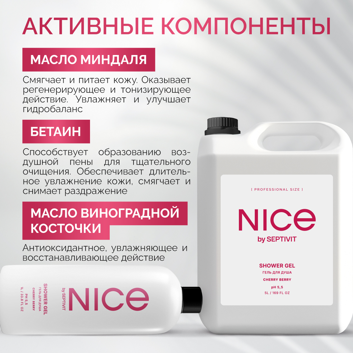 Гель для душа NICE by Septivit Cherry Berry 5л - фото 3