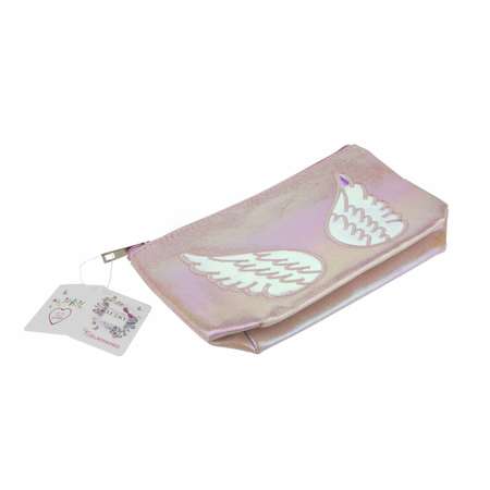 Пенал- косметичка Lukky нежно-розовая с аппликациями Ангел 22х13 см