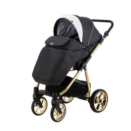 Коляска 3в1 BeBe-mobile Gusto SE GU203 Черный-Белая перфорированная кожа-золотая рама