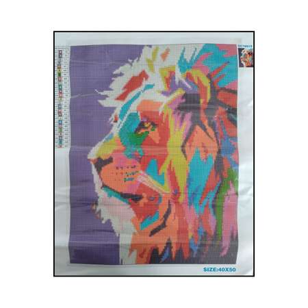 Алмазная мозаика Seichi Разноцветный лев 40х50 см