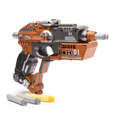 Пистолет-робот 2 в 1 Devik Toys Flasher с 6 мягкими патронами
