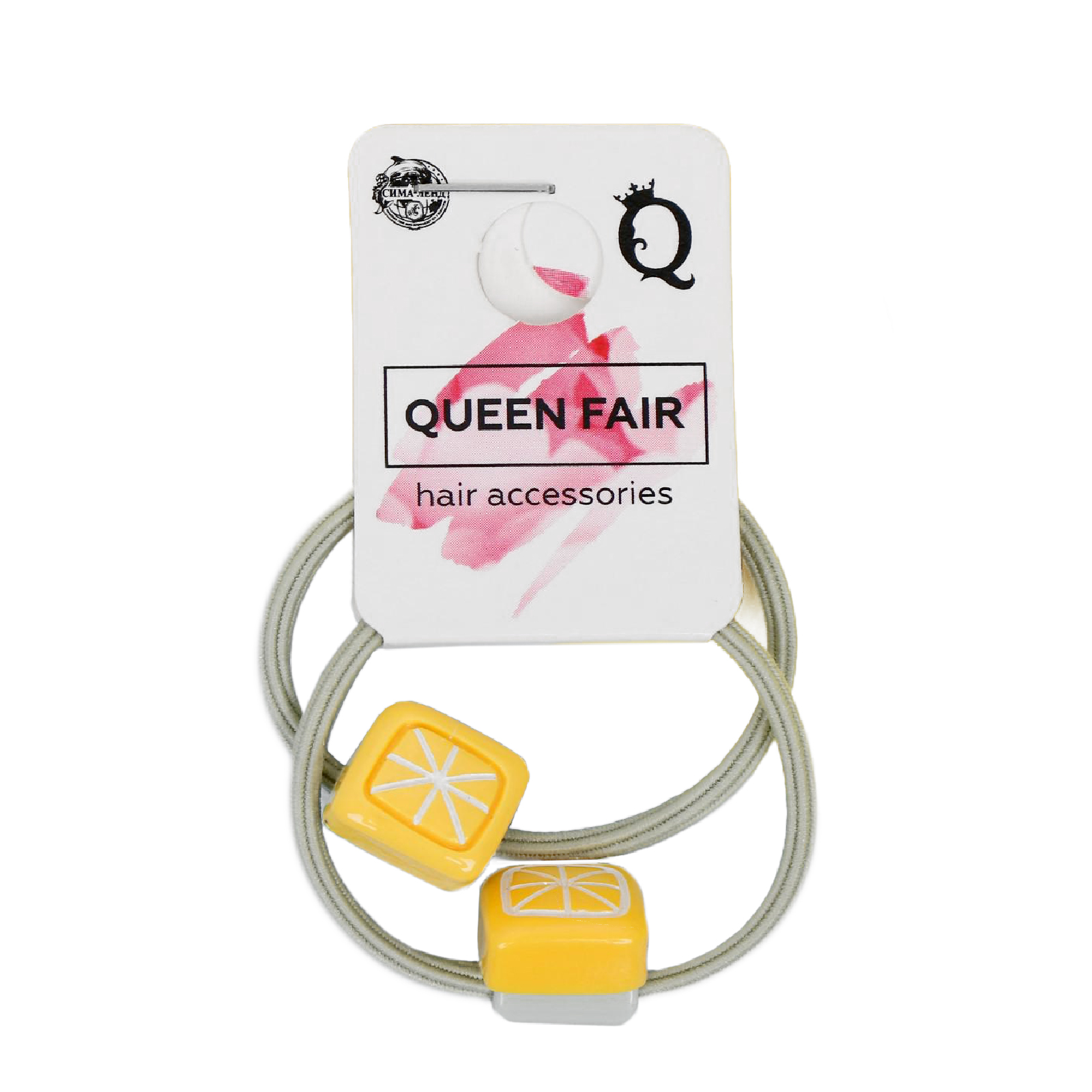 Резинка для волос Queen fair «Фрукты в квадрате» 2 шт лимончики - фото 1
