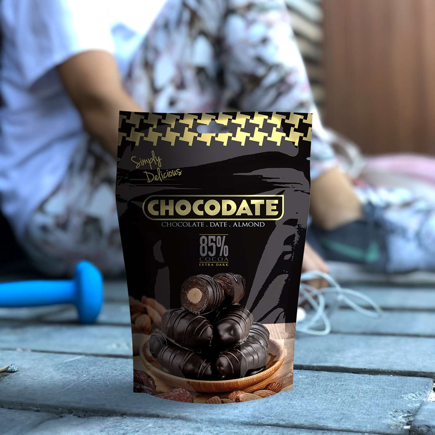 Конфеты Chocodate финики с миндалем и карамелью в шоколаде дой пак, 100гр