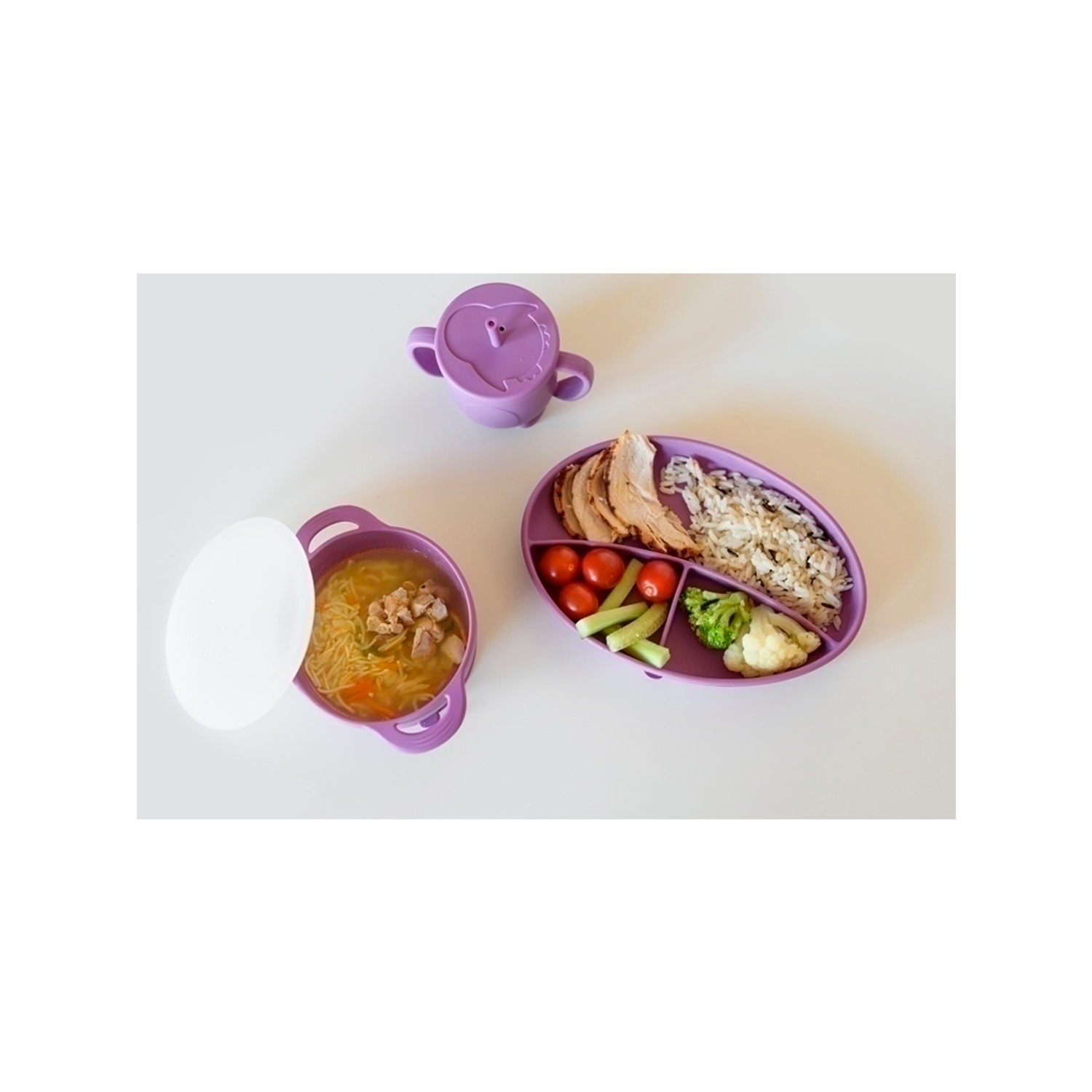 Тарелка силиконовая Miyoumi секционная на присоске Lavender - фото 10