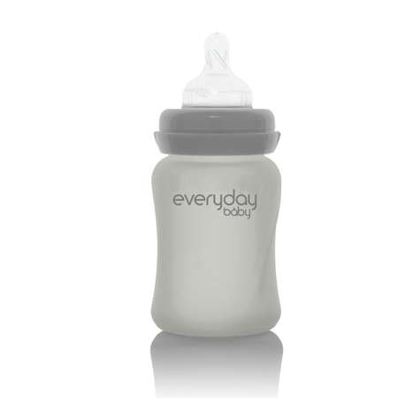 Бутылочка Everyday Baby Healthy стеклянная с защитным силиконовым покрытием 150 мл серый